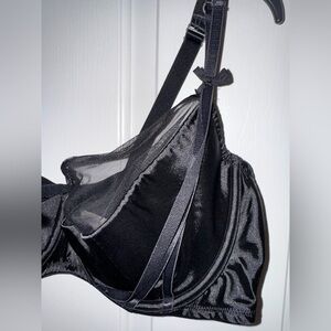 Cacique Lane Bryant Underwire Balconette Strappy Mesh Top Black Bra 46DD